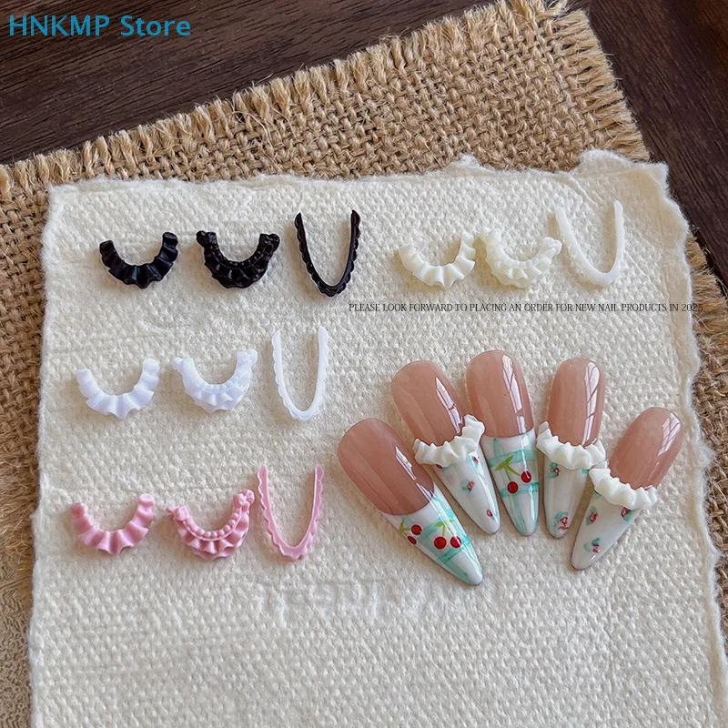 

30pcs 3D French Lace Nail Charms Kawaii Soft Sculpture Skirt Hem Resin Nail Art Decoration Mini Ribbon Bowtie Nail Ornament