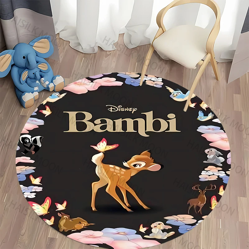 Cartoon Disney Bambi Printed Pattern Circular Carpet,Bedroom Decorative Rug,Use Non-slip Floor in Living Room, Kitchen Door Mat