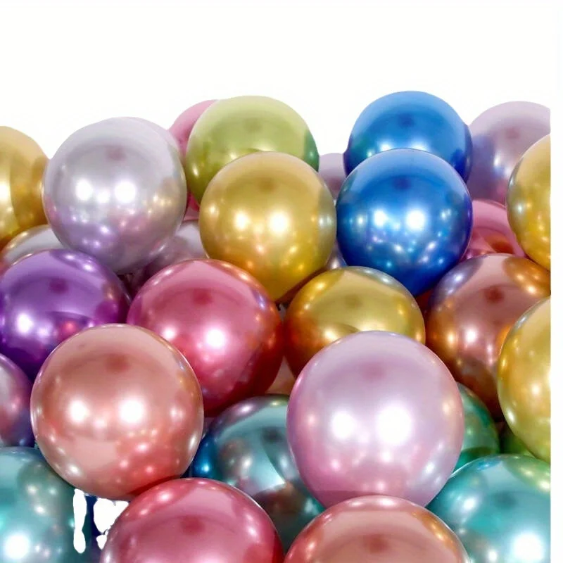 50pc Mixed Color 10Inch Metallic Latex Balloons, for Outdoor Weddings, Celebrations, Birthday Party Decoration Background Globos