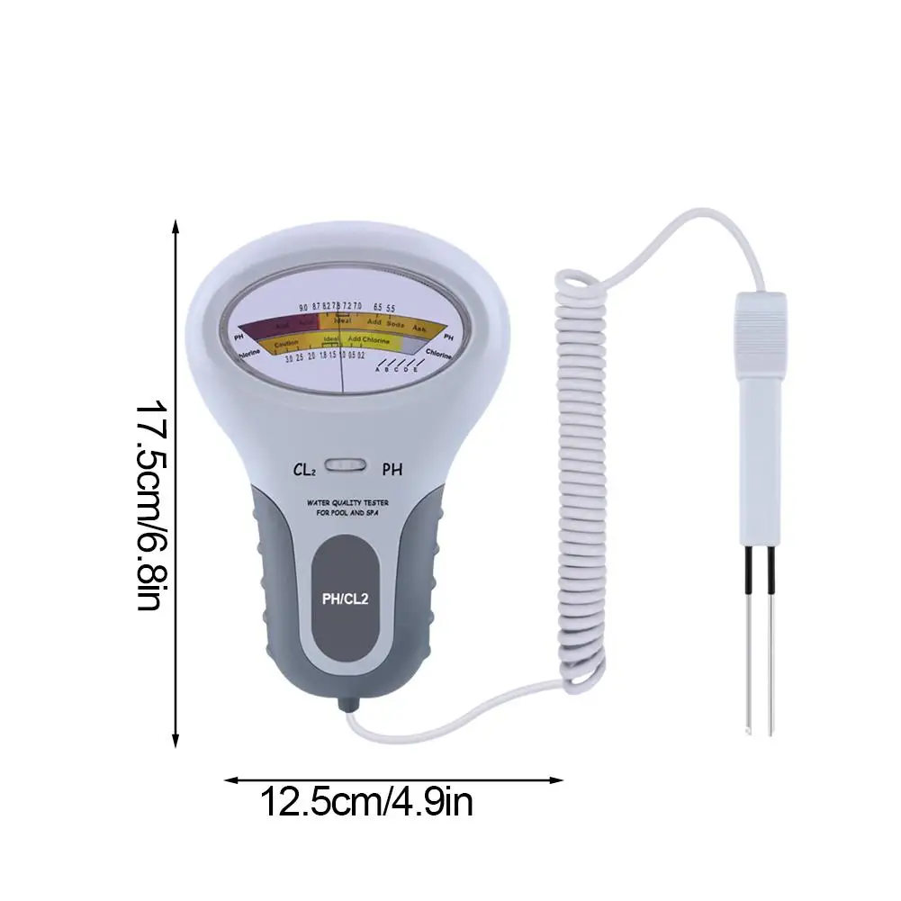 Analisador de Qualidade da Água com Sonda, Testador de Cloro de Alta Qualidade, Cloro de Pressão e PH Tester, Piscina Spa, PC-102 CL2, Novo