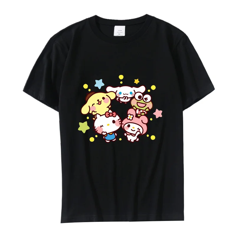 Sanrio Summer Women T Shirt Tops Print Cinnamoroll Hello Kitty Melody Cotton Short Sleeve Female Loose Casual T-shirt Top Tee