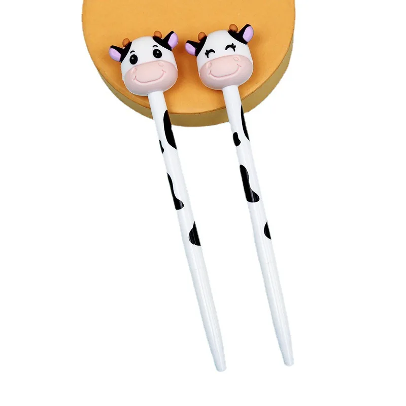 Bolígrafos de tinta de Gel con Cabeza de Vaca grande, suministros de escritura para escuela y oficina, regalo, papelería, premios, 100 piezas, 0,5mm, Kawaii