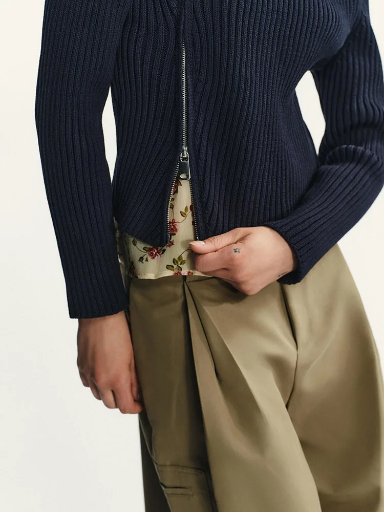 Neue Ankunft Herbst ZA2025 frauen Gestrickte Lange Sve Zipper Kragen Jaet Vielseitig Faionable Bühne Kostüm Traditionelle Ch...