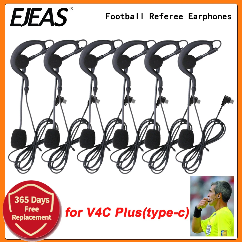 EJEAS V4C PLUS Football Referee Earhook Headphone Type-c Jack Soccer Referee Conference Communication Interphone Accessories