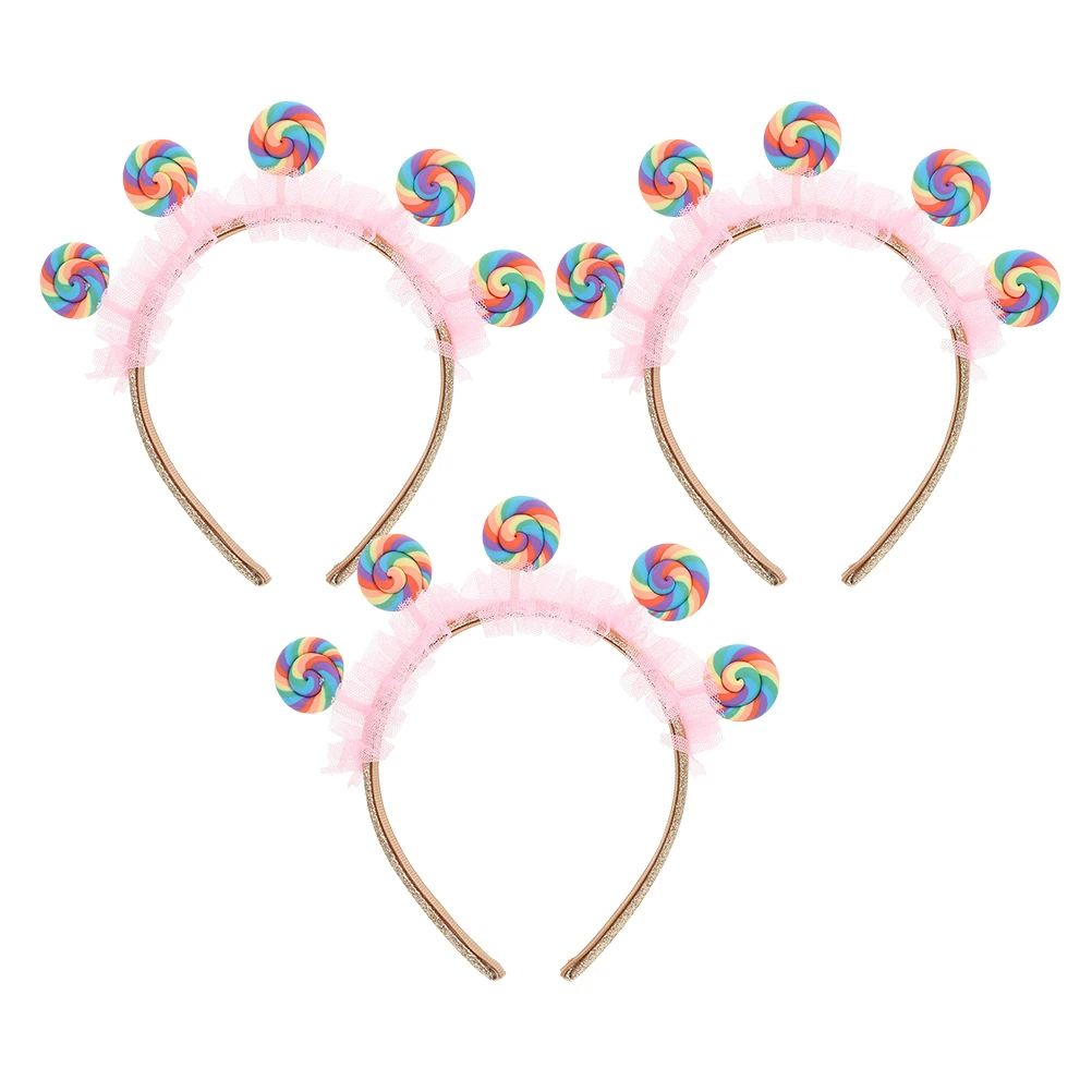 3pcs Lollipop Headbands For : Candy Themed Hoops Lightweight Cartoon Party Hair Accessories Birthday Costume Dress Up