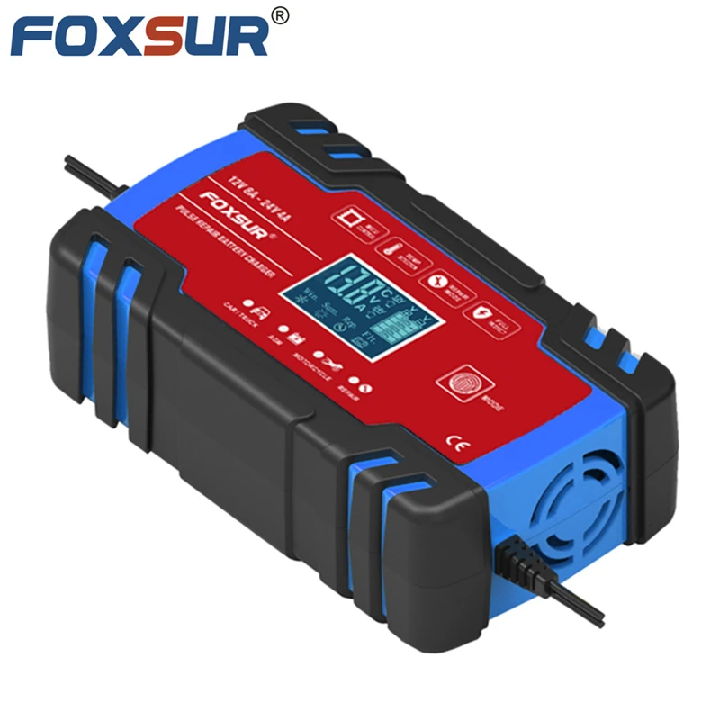 

FOXSUR 8-Amp мужские водонепроницаемые полностью автоматические Профессиональный смарт Зарядное устройство, 12V и 24V Батарея Зарядное устройство, Батарея сопровождающий