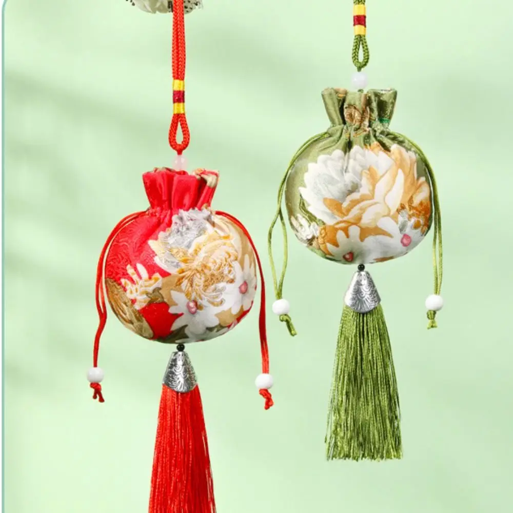 Kwastje Bloempatroon Antieke Slaapkamer Decoratie Auto Ornamenten Chinese Stijl Sachet Portemonnee Sieraden Tas Borduurtas