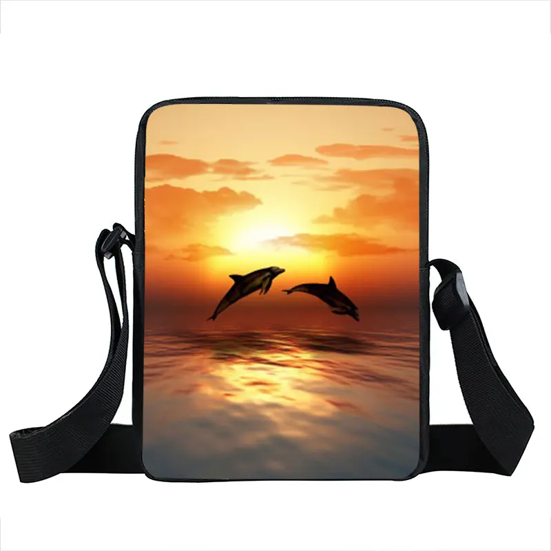 Dolphins Sharks Girl Messenger Bag Cute Animals Small Shoulder Bag Women Handbag Totes Kids Crossbody Bag