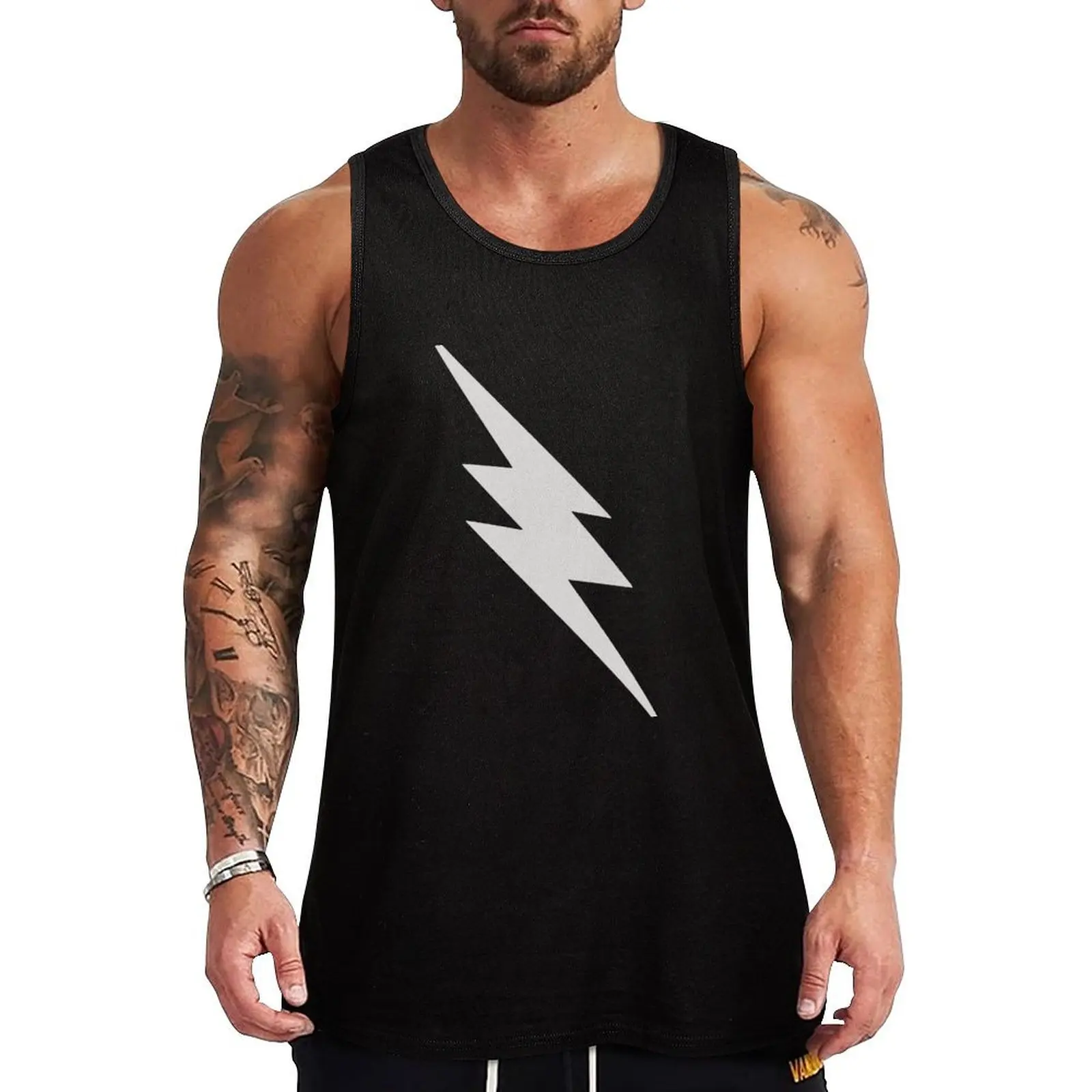 

Light Gray Lightning Bolt Tank Top Clothing fashion 2025 man fitness Men's summer vest