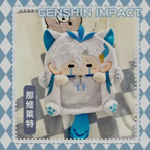 Gioco Anime Genshin Impact Cosplay Ragazze Itbag Neuvillette Wriothesley Kawaii Face Plu h Zaino ripieno Regali divertenti Borsa Lolit