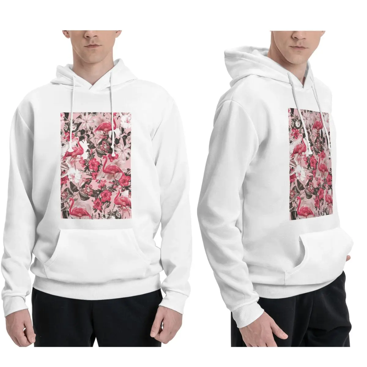 

Толстовки с капюшоном с фламинго и цветочным принтом, мужские и женские повседневные пуловеры, толстовки в стиле хип-хоп с длинными рукавами и капюшоном, осень-зима
