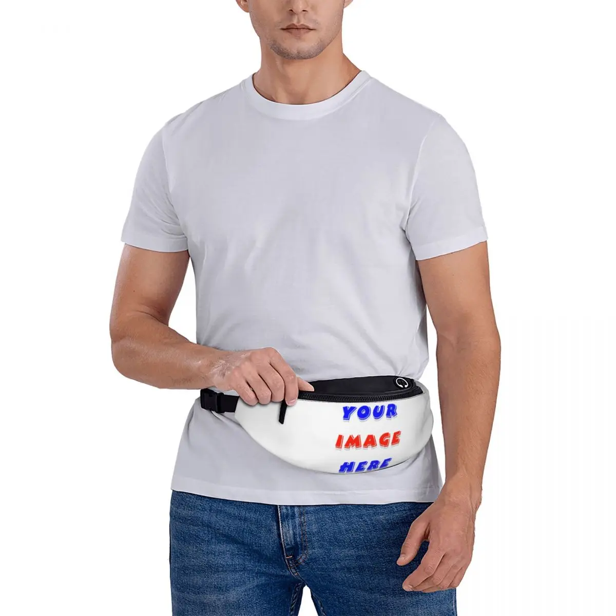 Your Image Here Printed Waist Bags Men Women\'s Fanny Pack Fashion Travel Banana Bags Belt Pouch