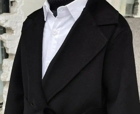 الأطفال التصوير معطف الصوف 3-15Y الاطفال يندبروف في الهواء الطلق سترة طويلة المراهقين بنين أسود بيج الشتاء معطف الصوف الدافئ