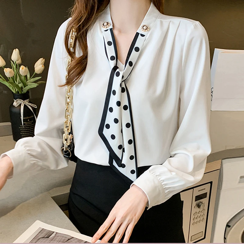 Blusa de Manga Larga 2026 para Mujer, Blusa Blanca de Chifón, Camisas, Blusas Mujer de Moda, Blusas, Camisas, Tops, Blusa, Camisas F360
