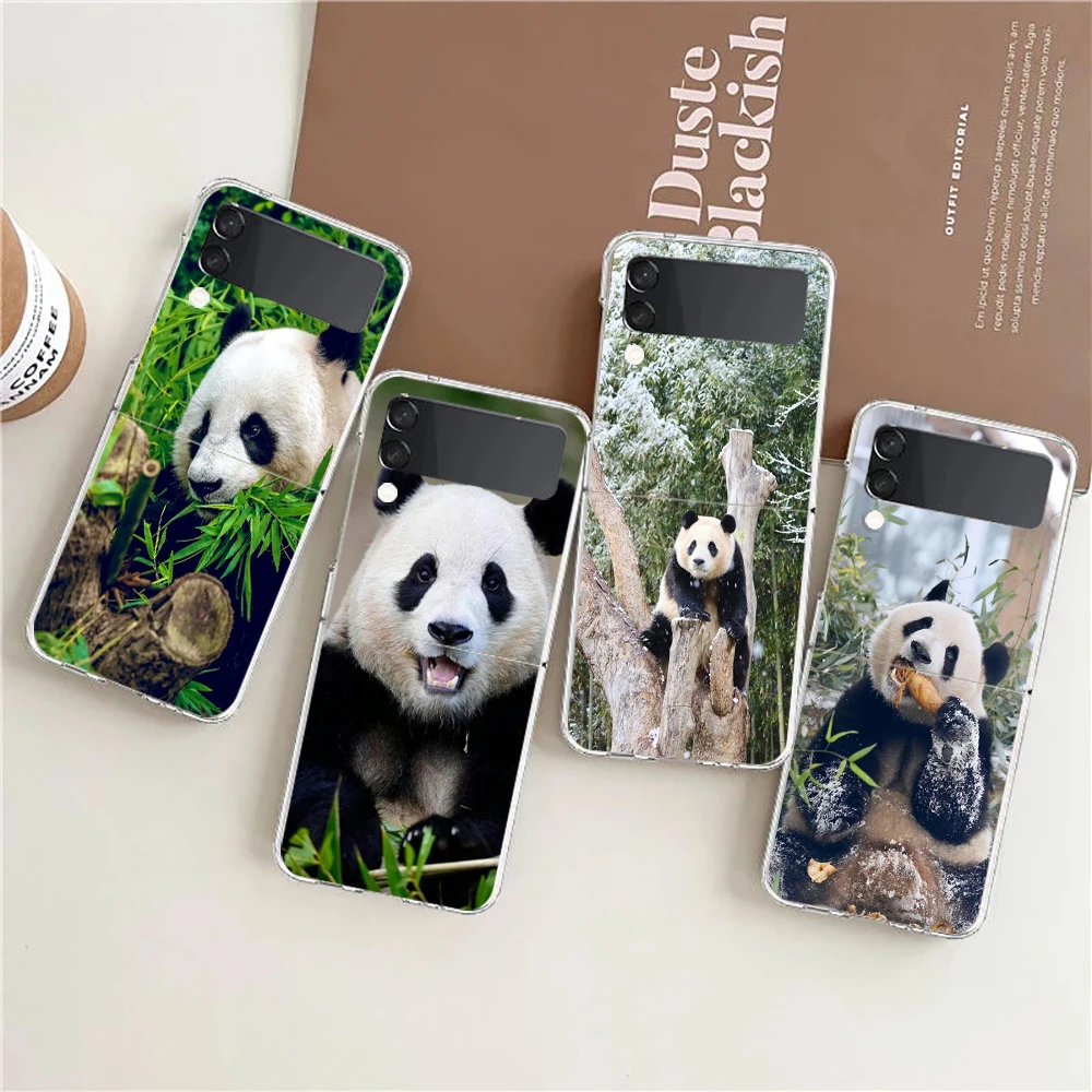 Fubao panda Phone Case For Samsung Galaxy Z Flip 3 4 5 6 Transparent fold High Hard PC Shell For Galaxy Z Flip 3 5 6 Clear Cover