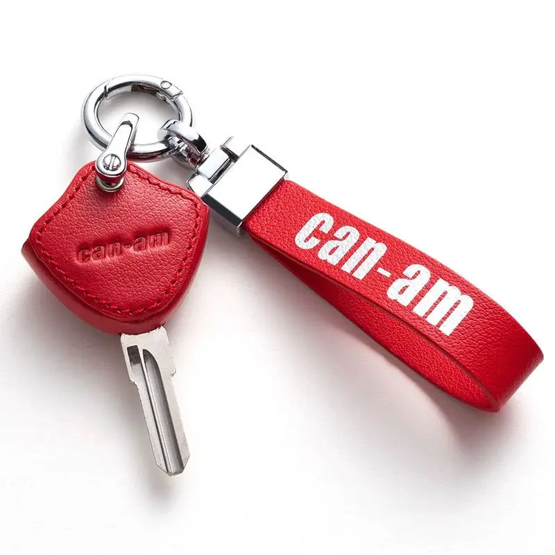 Echtes Leder Motorrad-Schlüsseletui für BRP Ardier Can-Am Can Am Motorrad-Modifikation Schlüsselabdeckung Schlüsselanhänger Zubehör – Detail 3