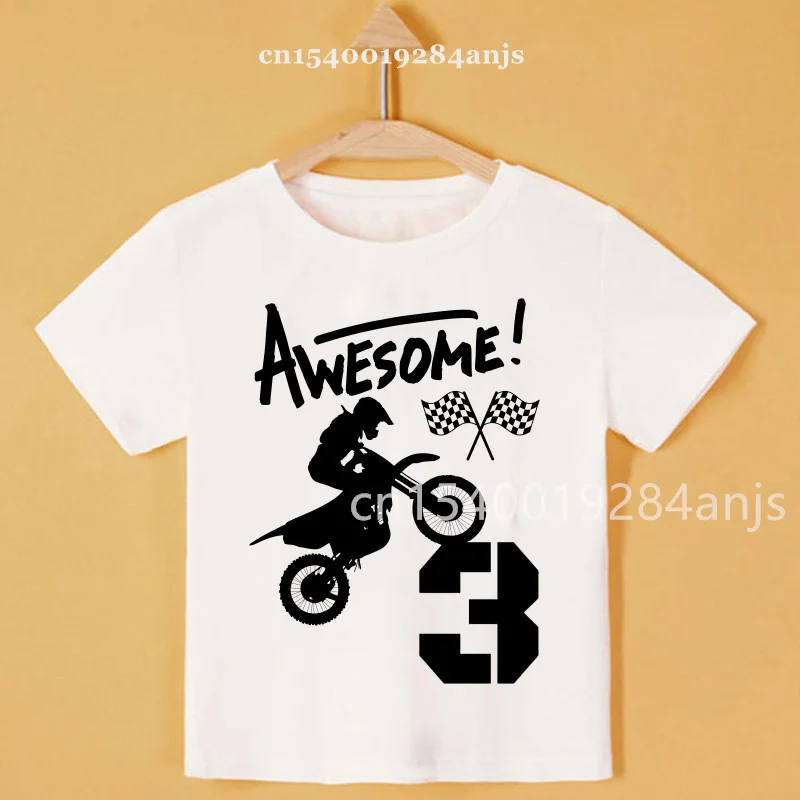 Awesome Motocross T Shirt Kids Cool Cartoon Print T Shirt Boy Girls T Shirt Street Teen Clothes Can Customize Name Number