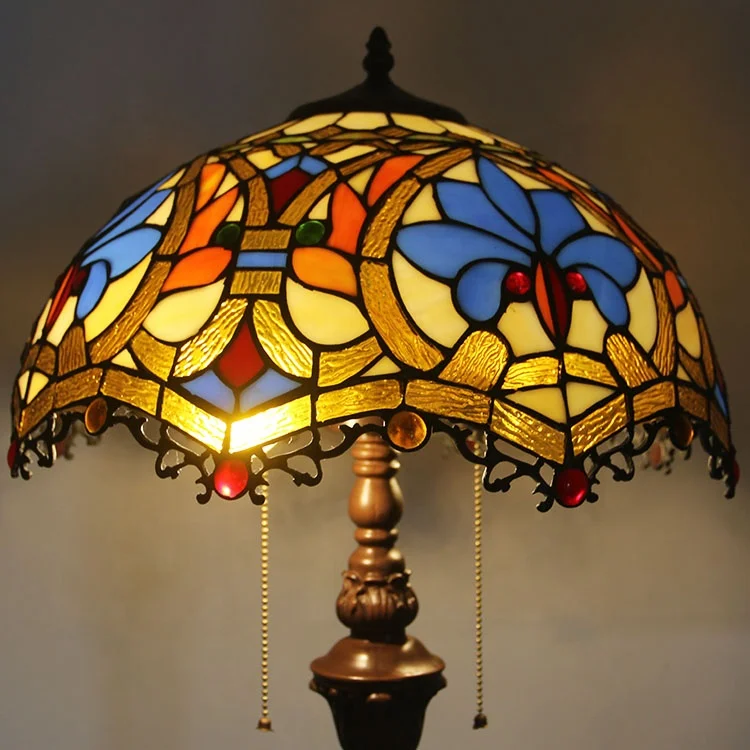 Hot-selling 16 Inch Floor Lamp with Stained Glass Lampshade Living Room Lights