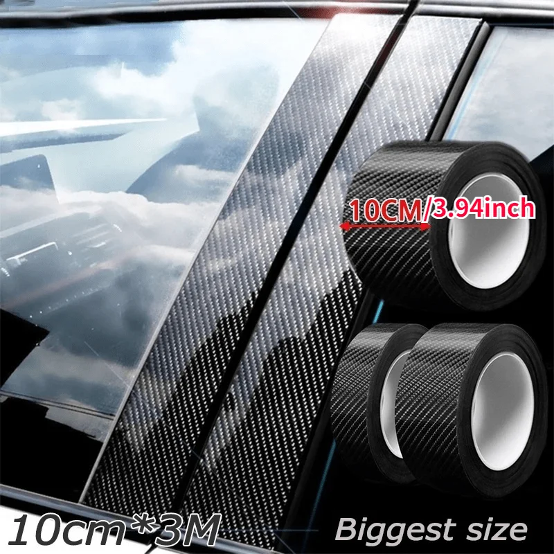 1 لفة من شريط PVC المقاوم للماء من ألياف الكربون - 3.94 بوصة × 118.11 بوصة واقي مرآة جانبية مقاوم للخدش