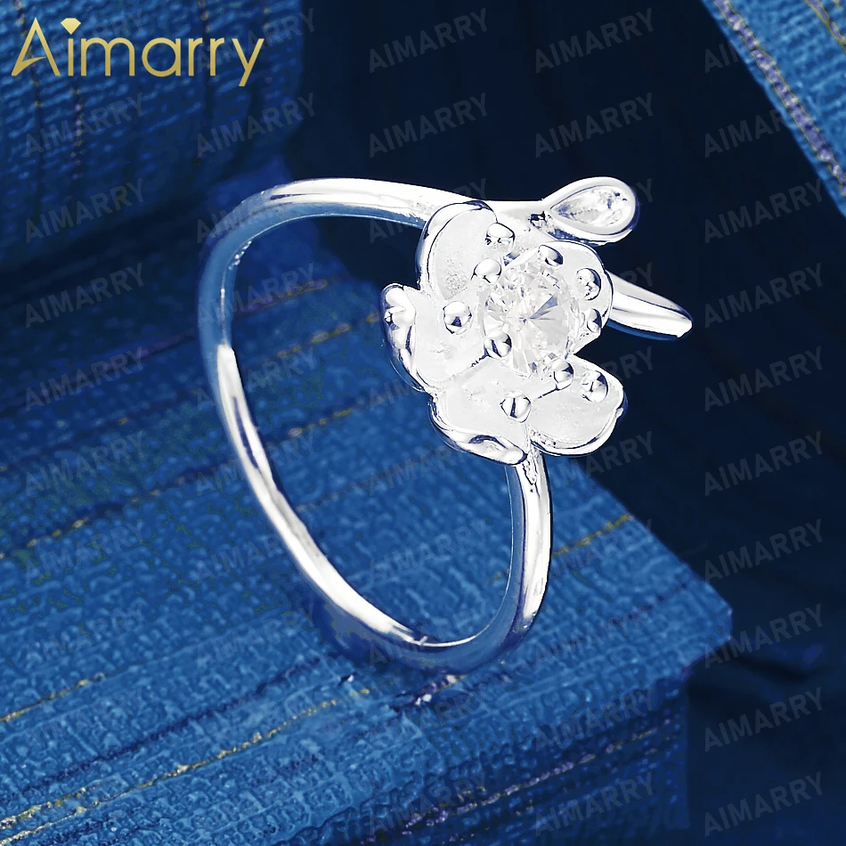 925 Sterling Silver Light Luxury Three-dimensional Flower Set AAA Zircon Open Ring for Women's High-quality Fashion Jewelry