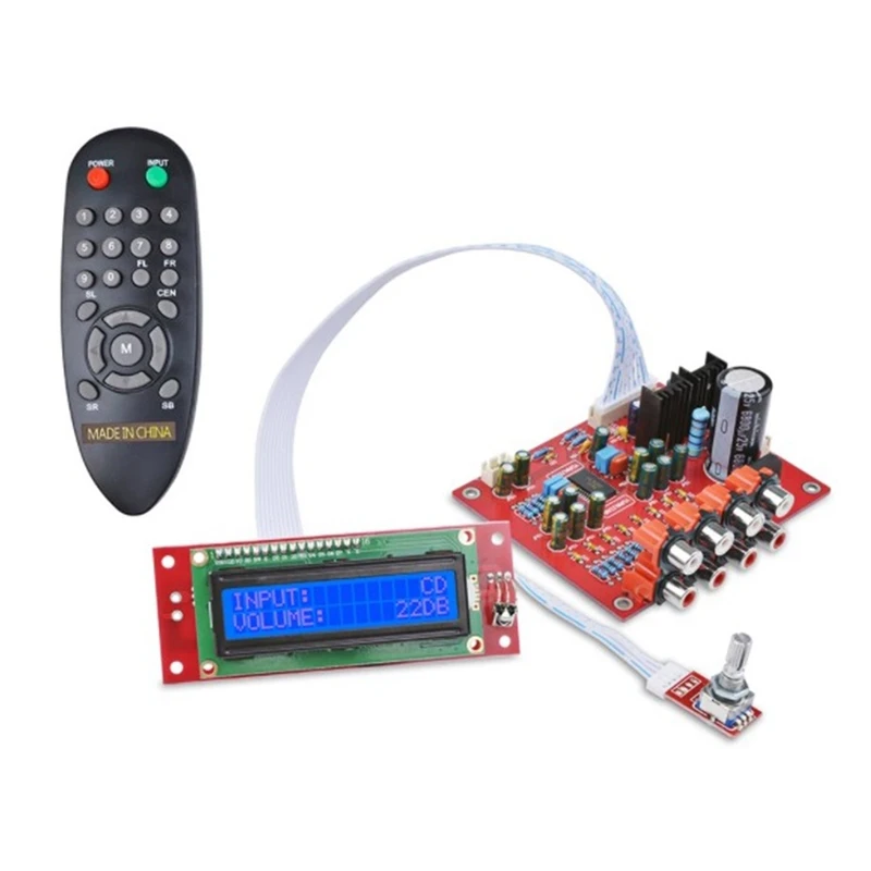 LC75342 Remote Preamplifier Tone Board LCD Display 4 Way Audio Input Treble Bass Volume Tone Control For Amplifier Diy