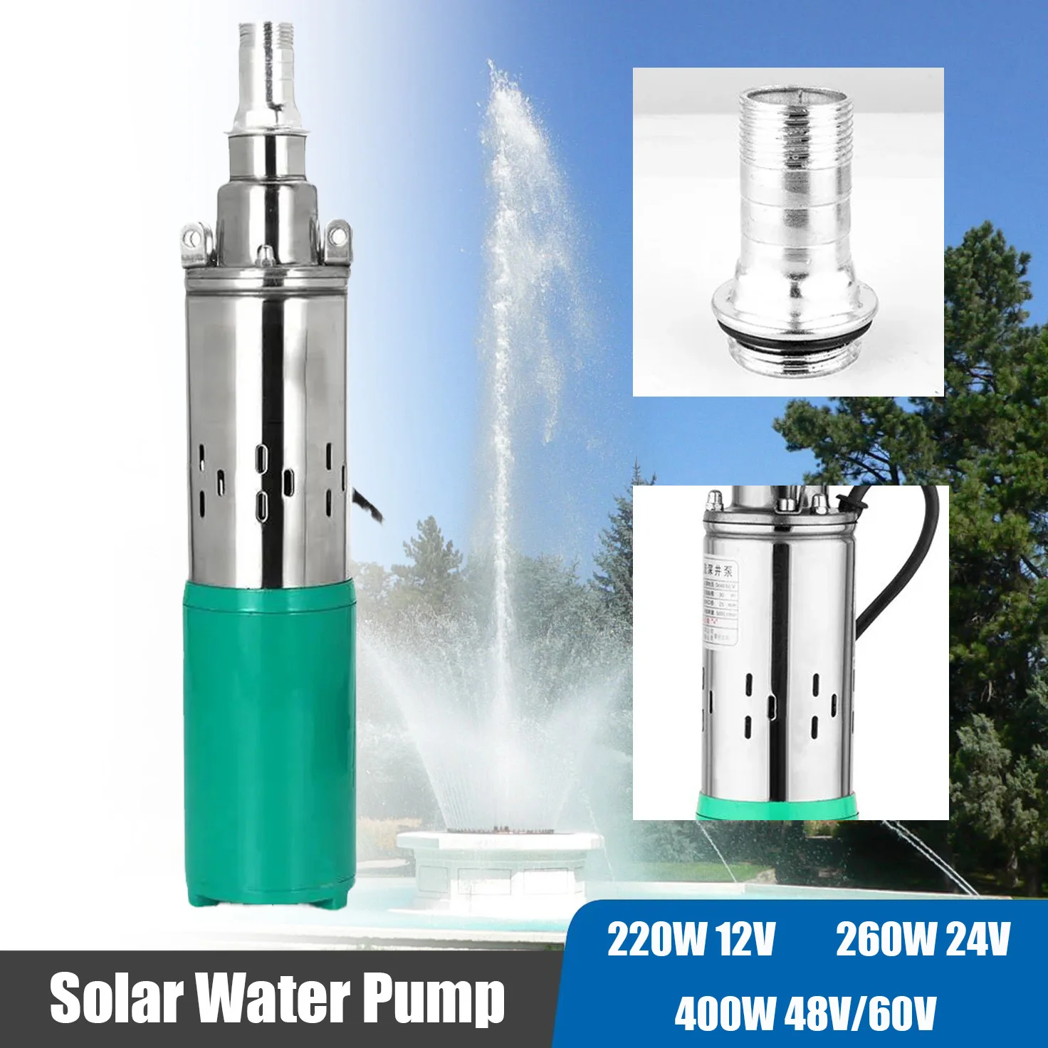 

180W 300W 400W Submersible Solar Water Pump Lift 40m High Pressure Deep Well Pump Agricultural Irrigation Garden Bore Pump