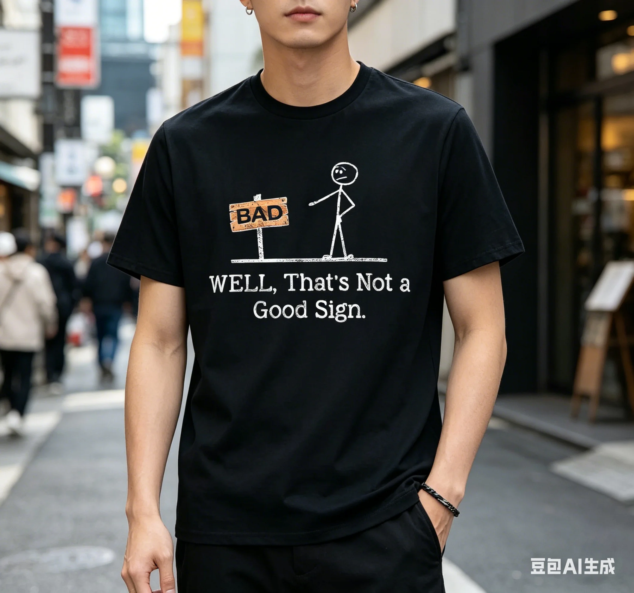 Well Thats Not A Good Sign Funny Graphic Printed Tee Men's American Summer Oversized T Shirt Streetwear Harajuku Men Clothing