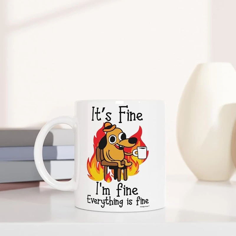 1szt 11oz It\'s Fine Funny Puppy Coffee Mug Tea Cup Coffee Cup Śmieszne prezenty urodzinowe dla kobiet i mężczyzn Kubek ceramiczny Spersonalizowany