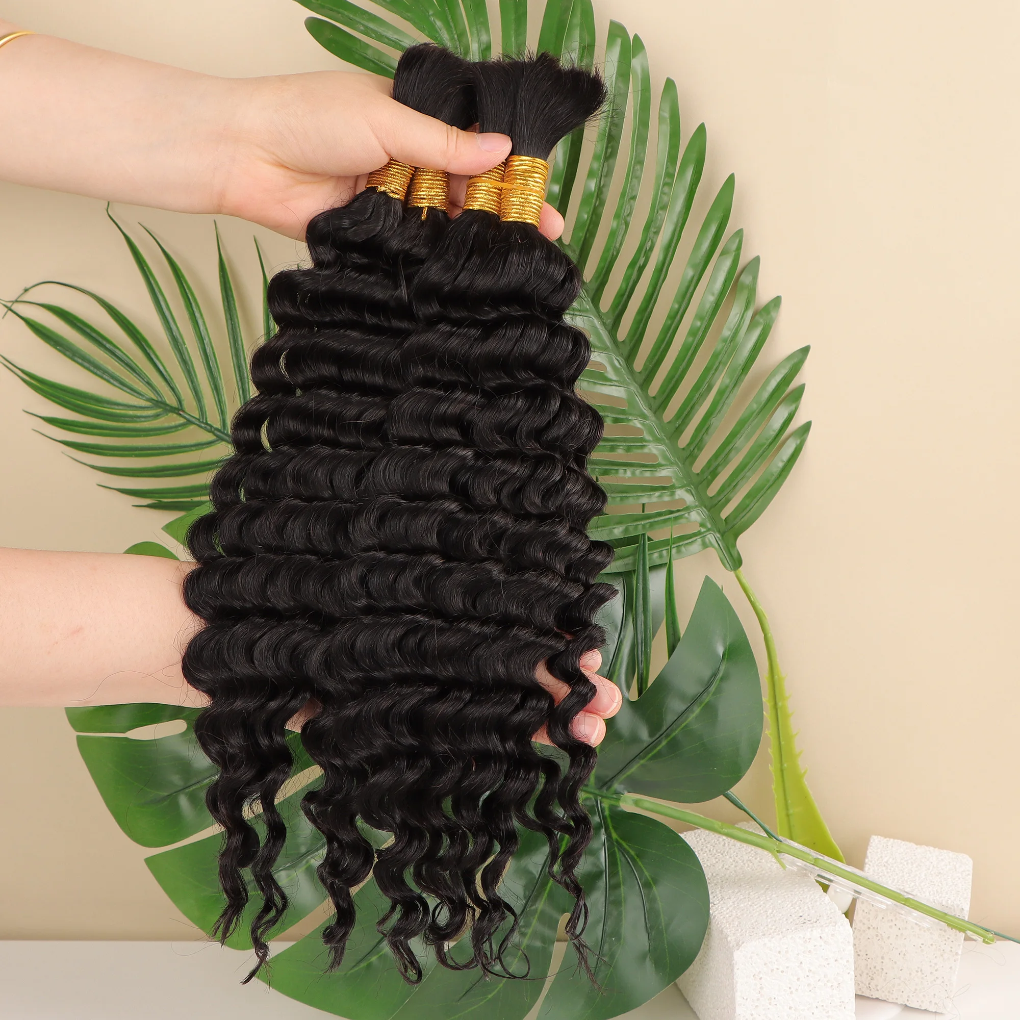 AHVAST deep wave100g extension boho braiding hair bundles boho braids hair natural black for braiding virgin hair extension