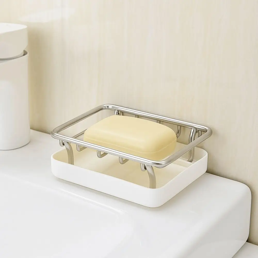 

Easy Clean Japanese Style Double-Layer Soap Box Rustproof Household Soap Drain Box Stainless Steel Soap Storage Box Bathroom