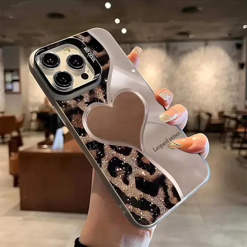 Leopard Phone Case for Oppo Reno15 Reno14 Reno13 Reno12 Reno11 Reno10 Reno8 Reno7 6 Z F T Pro Plus 4G 5G Back Cover Heart-Shaped