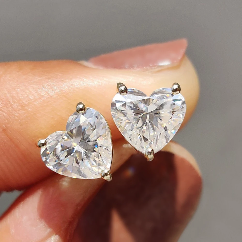1‑4CT Optional Heart‑Cut Solitaire Moissanite Stud Earrings for Women,GRA Certified,925 Sterling Silver,Fine Ear Jewelry for Wedding Party Anniversary Birthday Holiday Gift Accessories