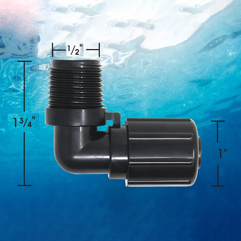 Black Plastic 90 Degree Tube Fitting for Pentair Rainbow For Pool Spa Feeders R172272 320 322 300 29X 12 inch NPT