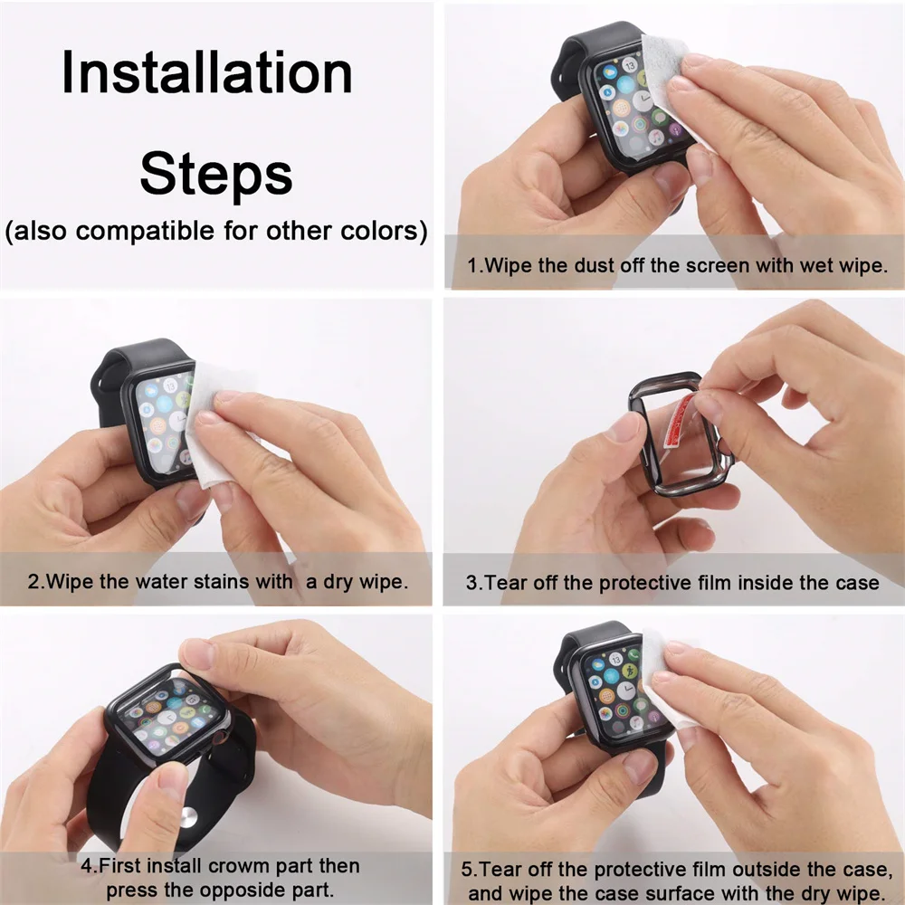 Glass+Cover For Apple Watch Case series 8 7 6 5 4 3 se 44mm 40mm 38-42-41mm 45mm Apple Screen Protector apple watch Accessories