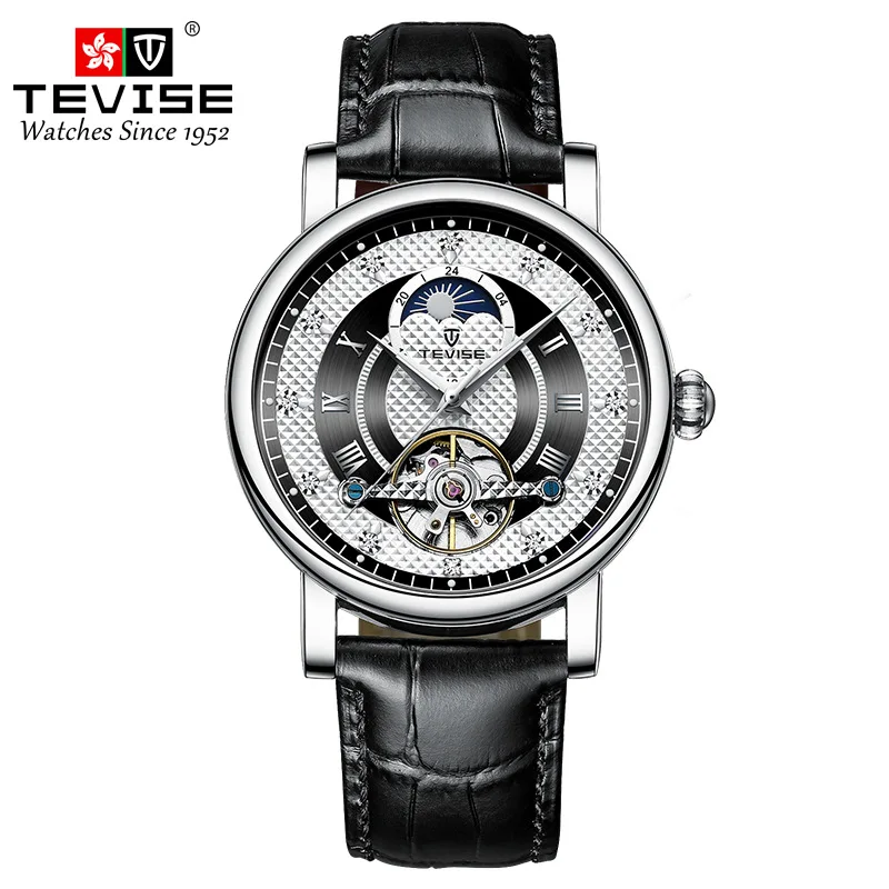 TEVISE Tourbillon Automatic Watch for Men Luxury Skeleton Mechanical Watches Mens Hollow Luminous Wristwatch Relogio Masculino