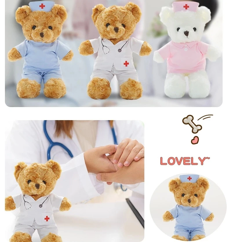 Precioso Doctor Bear uniforme de enfermera osos de peluche dulce Animal muñeco de peluche suave juguete de peluche niña niño cumpleaños regalo de Navidad 1 pieza
