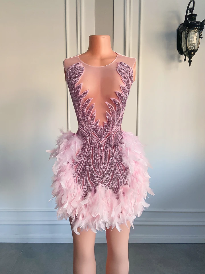 Luxury Sheer Neckline Women Cocktail Dress Pink Feather Black Girl Short Prom Dresses 2026 For Birthday Party - AliExpress 320 Luxury Sheer Neckline Women Cocktail Dress Pink Feather Black Girl Short Prom Dresses 2026 For Birthday Party - AliExpress 320