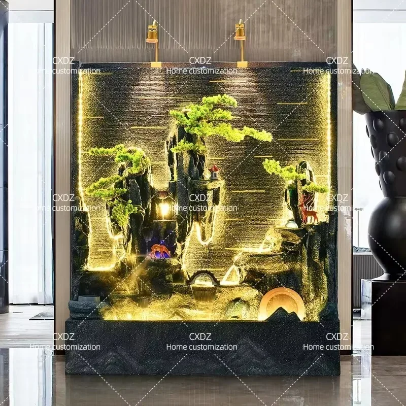 230cm High Water Curtain Wall Screen Rockery Water Fountain for Hotel Clubhouse Office Entrance Background Wall Courtyard
