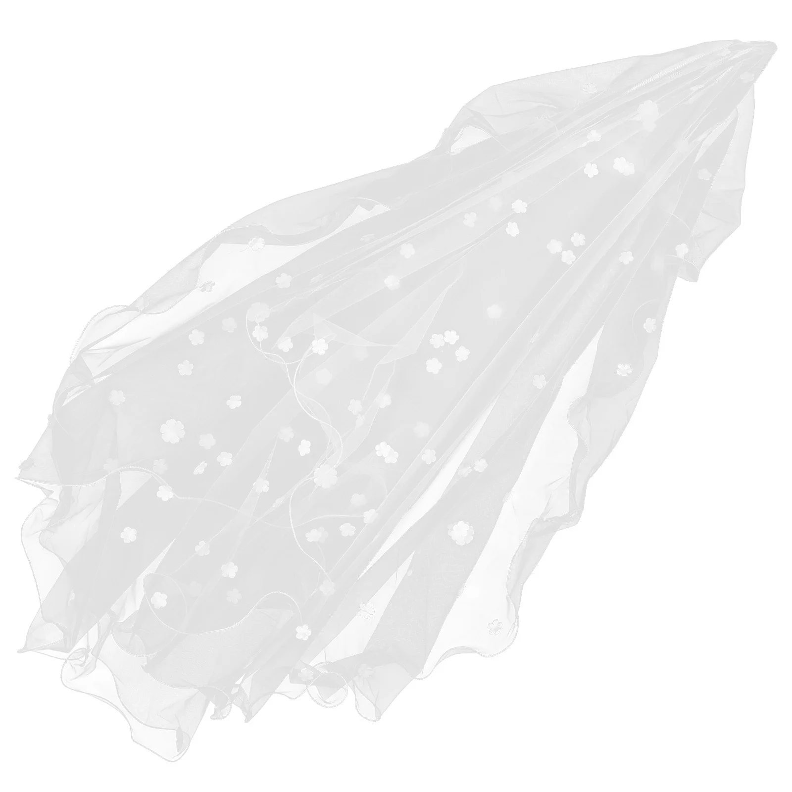 

White Bridal Veil Elegant Long Wedding Veil for Bride Engagement Party Bachelorette Mesh Floral Bridal Hair Accessories
