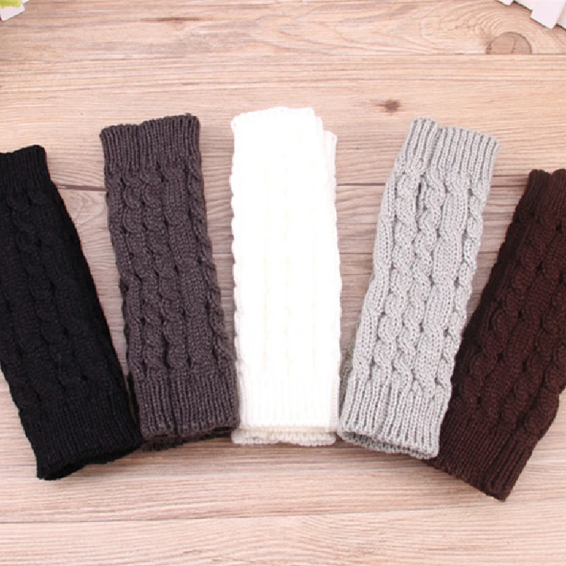 Winter Women\'s Gloves Knitted Half Finger Gloves For Girls Soft warm Wool Knitting Mittens Twist Crochet Fingerless Gloves