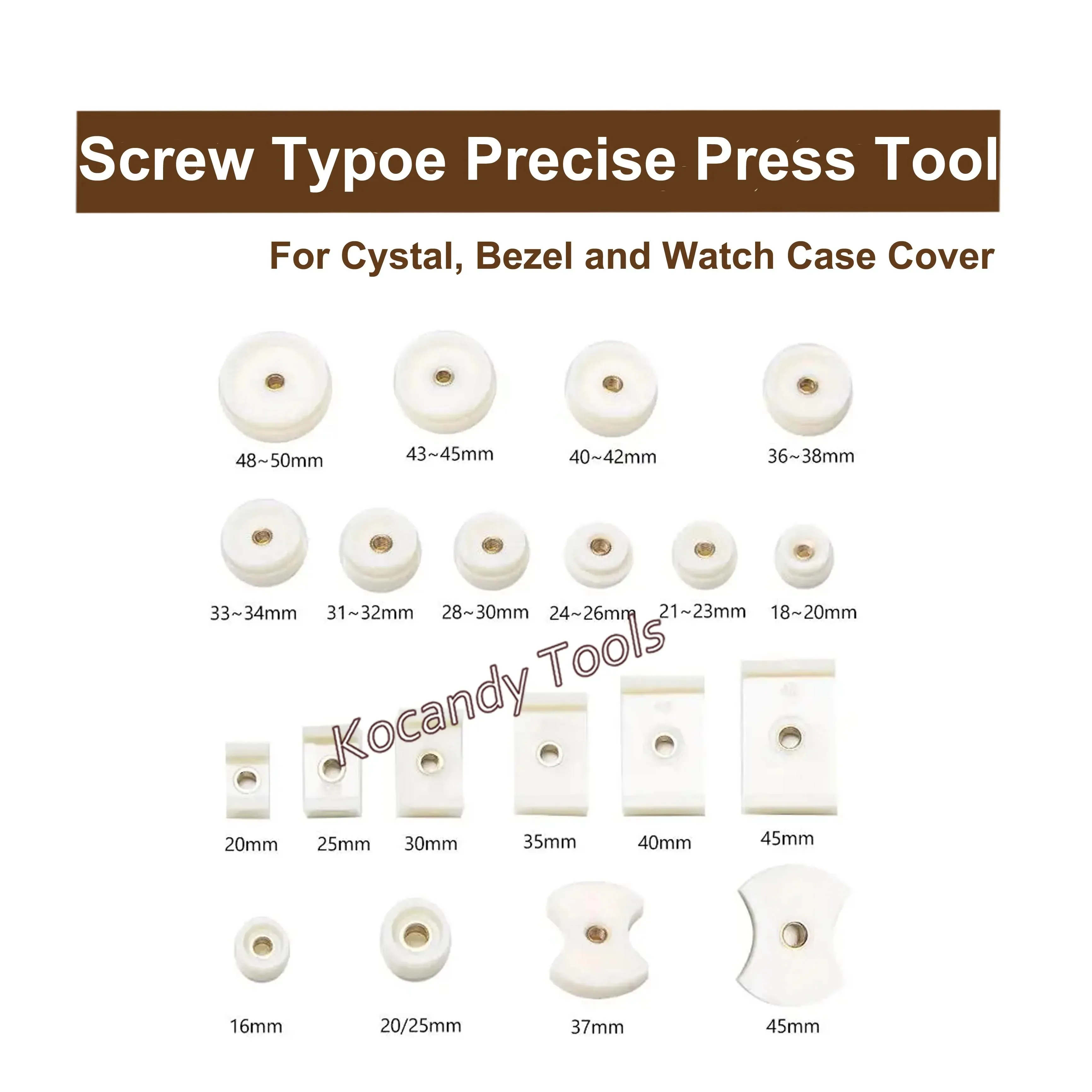 ประเภทสกรูที่แม่นยําคริสตัล BEZEL นาฬิกาฝาครอบด้านหลังเครื่องมือกด 20 Dies กดชุดซ่อมนาฬิกา