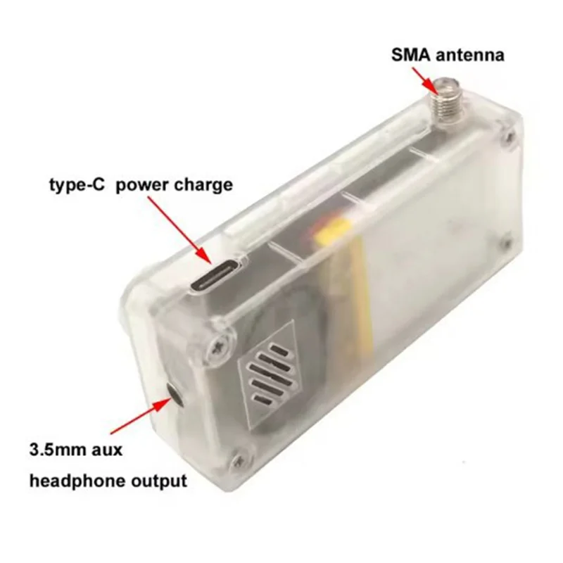 B04C-SI4732 AM/FM/AM Radio 2025 Mini Pocket Radio USB Interface LSB Support 1.9 Inch IPS Screen All Band Receiver With Antenna