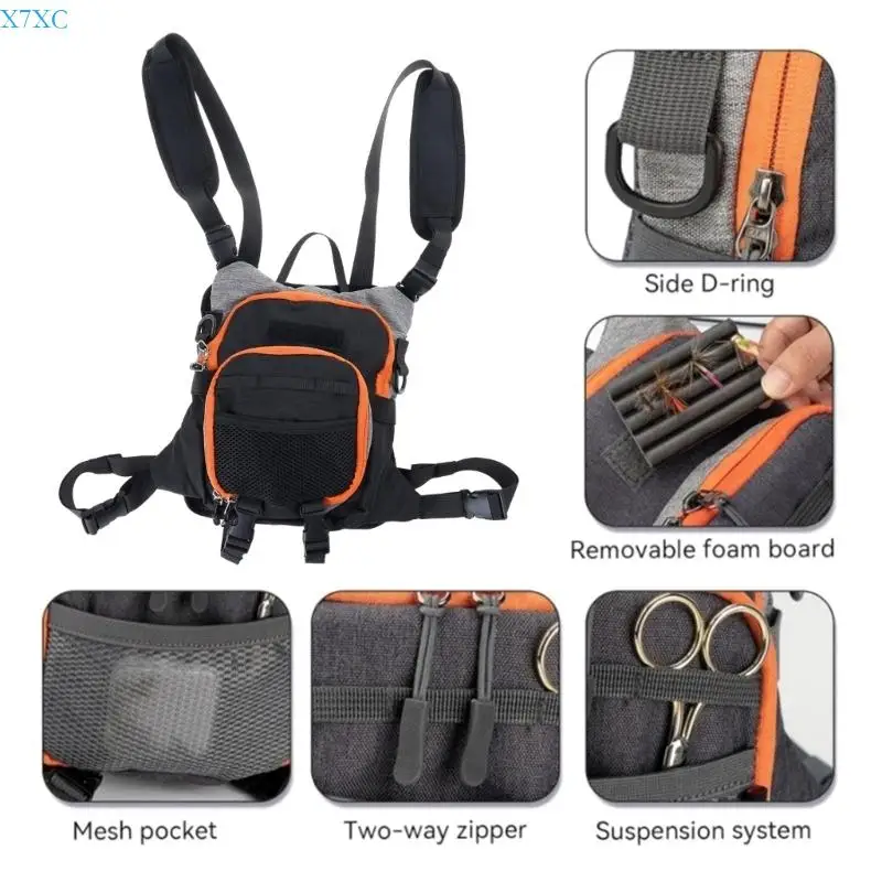 X7XC Lightweight Chest Mounted Tackle System With Easy Access To Essential Fishing Tools