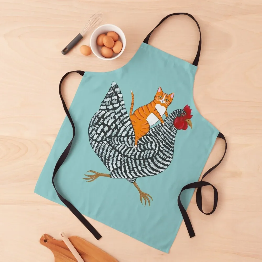 Ginger Cat Chicken Ride Apron Kitchen Things All For Kitchen And Home for women halloween Women's Home Clothes Apron