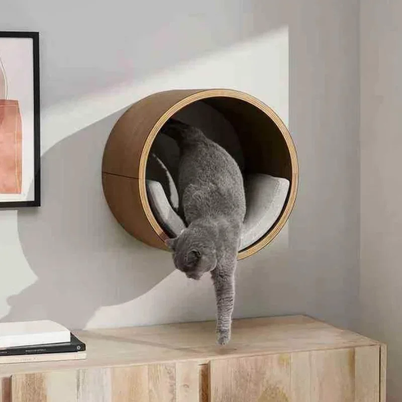 Solid Wood Cat Climbing Frame Bounce House Wall Mounted Bed Lair Cats Shelf Wall Climbing Set Scratcher Accessories Toys Product