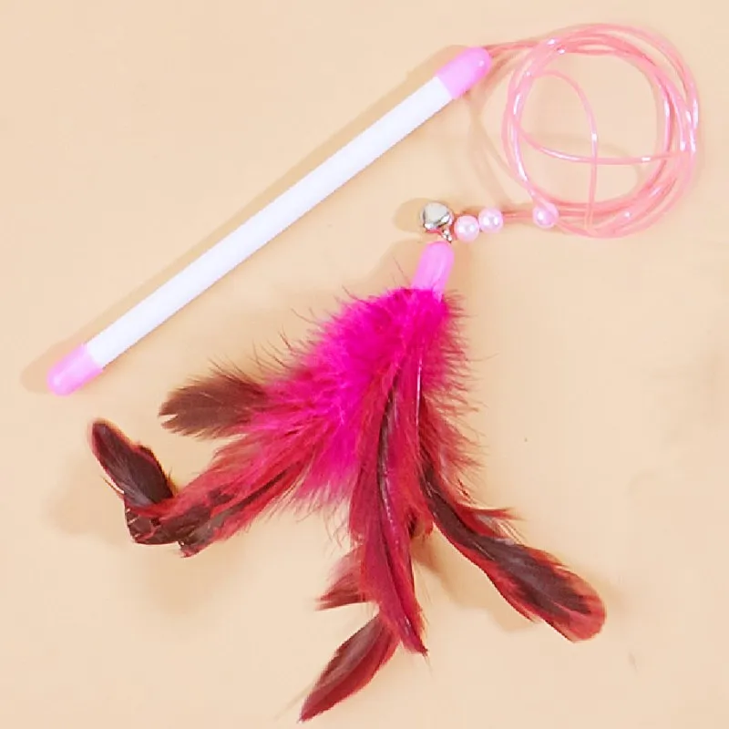 

Cat Toys Feather Cats Sticks Soft Rope Feather Interactive Cat Toy Bite-resistant Cats Toy Kitten Teaser with Bell Pet Products