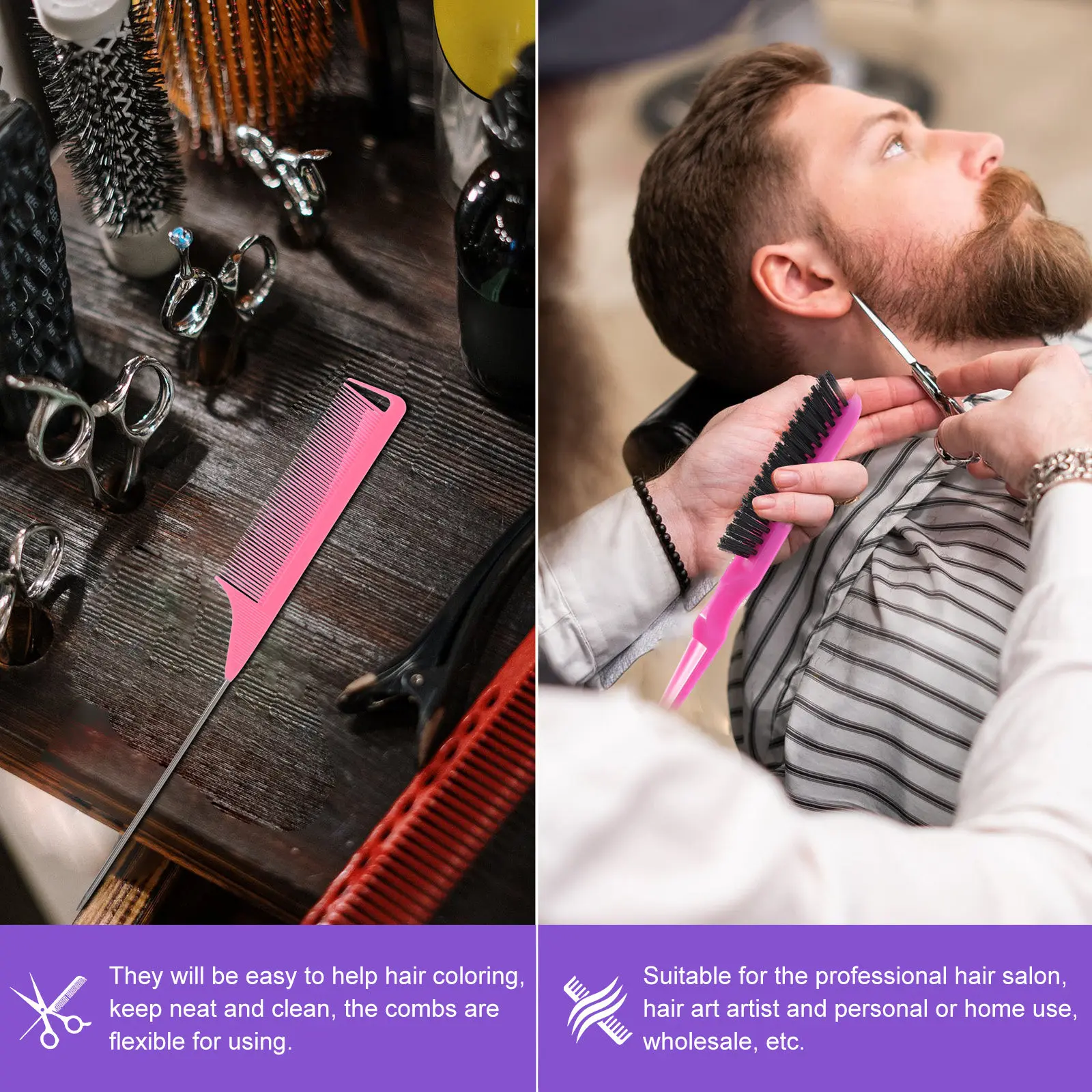 

3Sets Steel Needle Combs Flexible Hair Coloring Comb for Men and Women Easy Clean Hairdressing Tools Hairstyling Comb Set