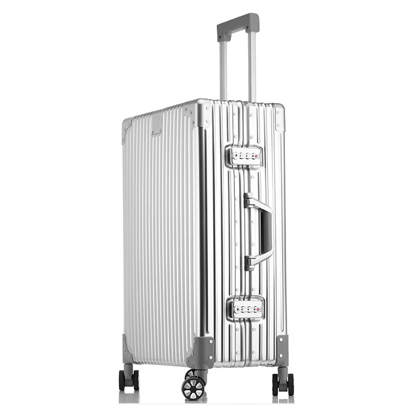 100% Aluminum Magnesium Alloy Suitcase High-Grade Universal Wheel Metal Luggage 20/26/28 inch Password Boarding Travel Bag