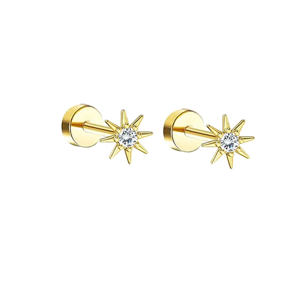 Women's 14K Gold Cartilage Earrings, Flat Back Studs