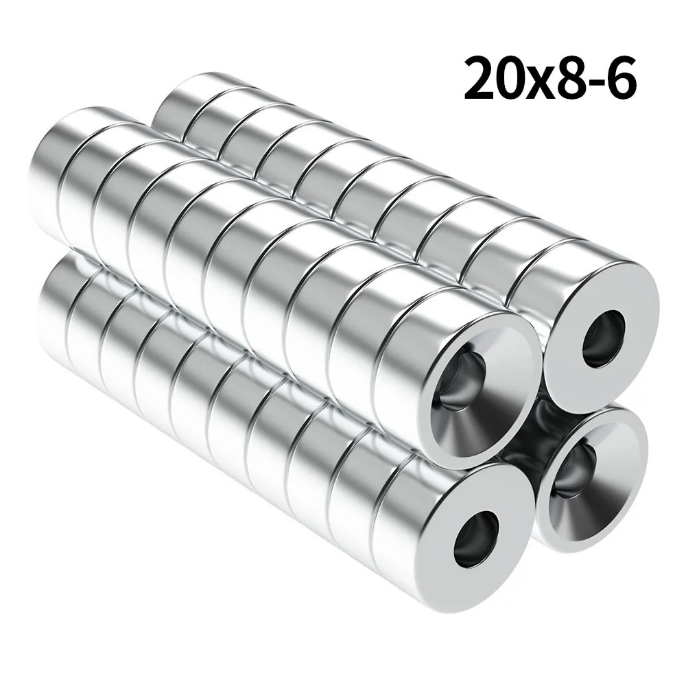 

N35 Super Strong Neodymium Magnet Round with holes NdfeB Powerful Permanent Magnetic imanes Magnent Refrigerator Magnet ﻿20x8-6